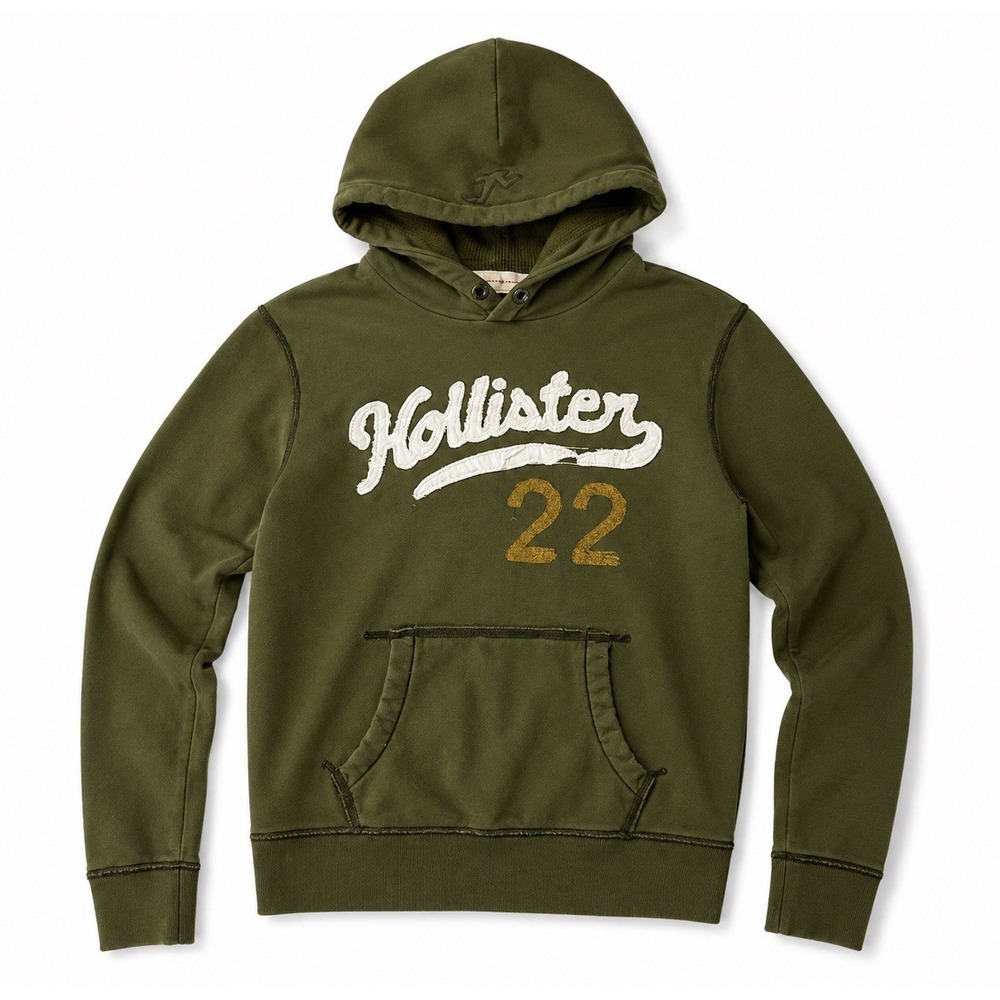 Vintage Y2K Hollister Hoodie Mens M Olive Green 22 Graphic California